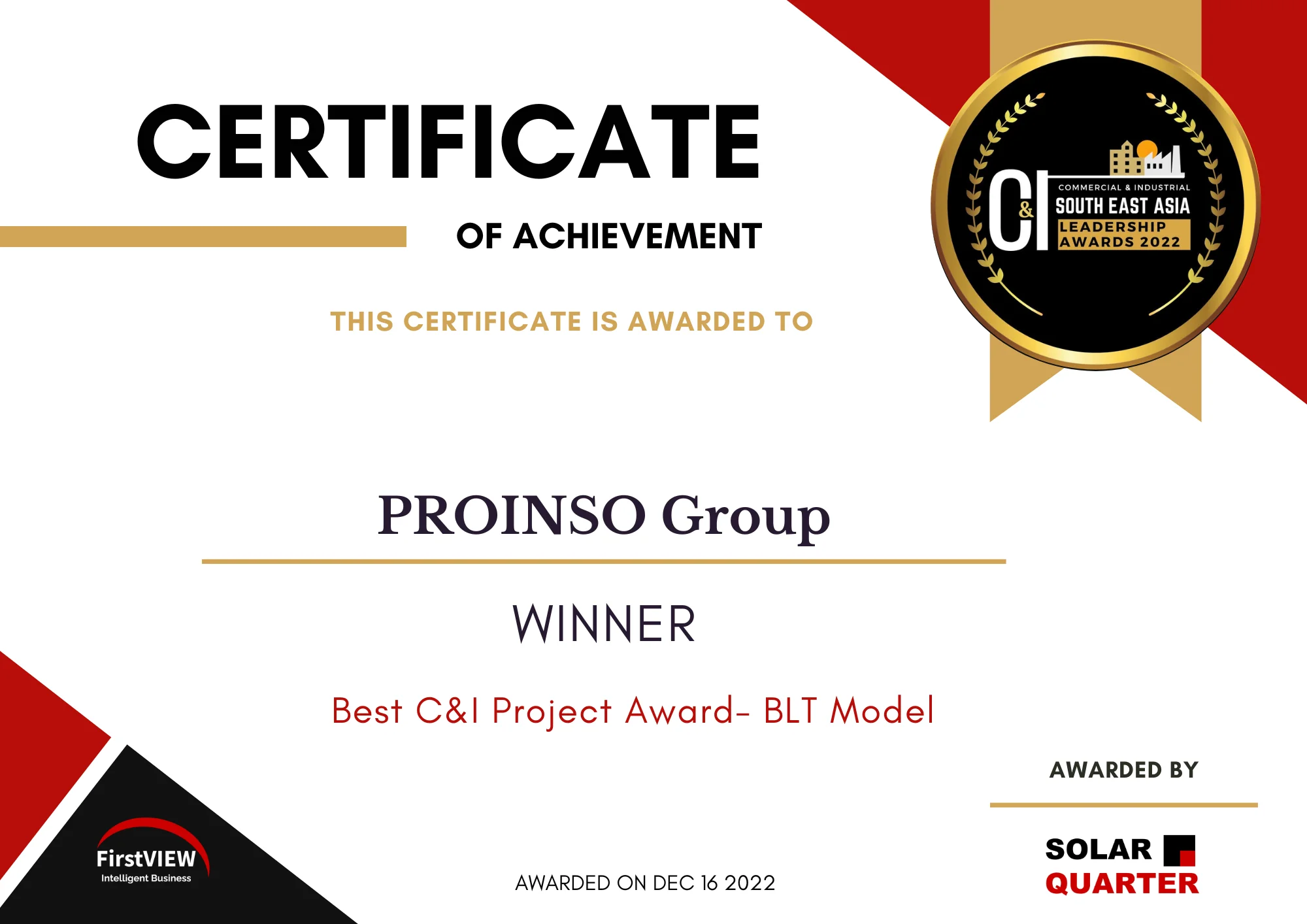 C&I Energy SEA Leadership Awards 2022-PROINSO-Solar